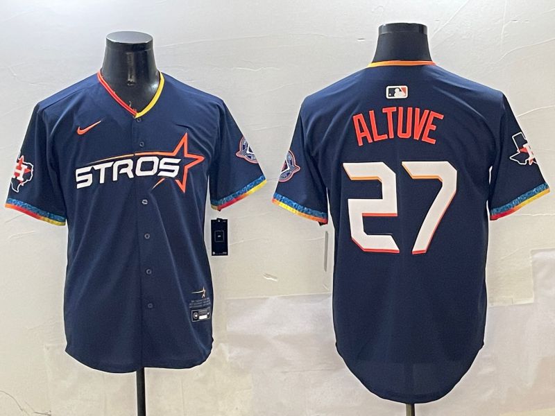 Men Houston Astros #27 Altuve Drak Blue Fourth generation Joint Name 2025 Nike MLB Jersey style 1
